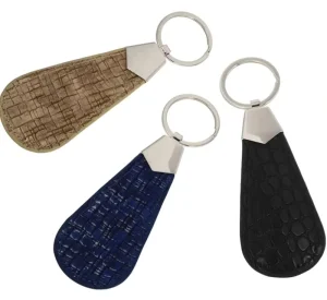 Portable Shoes Horn Key Chain Short Stainless Steel Shoehorn Travel Shoe Helper Pocket Leather Shoe Horn with Key Ring 10.2 cm