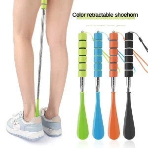 Portable Stainless Steel Shoe Horn with Long Handle Scalable Shoehorn Spoon for Men and Women