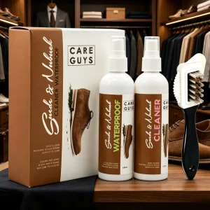 Portable Suede and Nubuck Shoe Care Kit with Cleaner Waterproof Spray and Dual Sided Brush