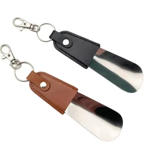 Portable Travel Stainless Steel Shoe Horn with Key Chain Ring Durable Metal Ergonomic Handle Shoe Horn Durable