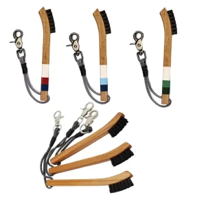 Portable Wood Handle Boot Brush With Snap Hook Lanyard for Outdoor Camping Hiking Shoe Surface Dust Mud Removal