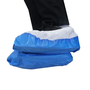 Pp+Cpe Semi Coated Shoe Covers With Anti Slip Printed Pattern And Film Coated Sole For Dual Slip And Water Protection