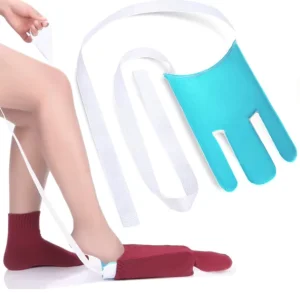 Pregnant Women and Elderly Aid Plastic and Leather Shoe Horn with No Bending Slider Convenient on and off Socks Access