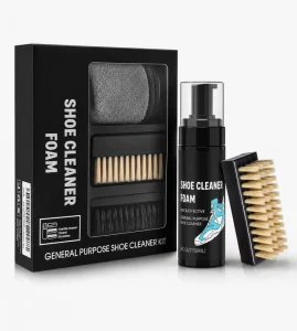 Premium Eco Friendly Alcohol Free Liquid Sneaker Cleaner Set 8oz Portable Shoe Cleaning Kit with Brush Towel for Deep Cleaning