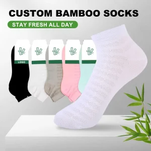 Premium Quality Custom Logo Jacquard Design Solid Color Embroidery Performance Bamboo Socks