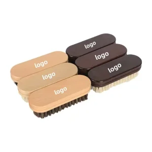 Premium Wood Brush Sneaker Shoes Mini Portable Beechwood Handle Horsehair Shoe Brush