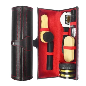 Professional Black Shoe Care Kit Compact Shoe Polishing Set for Men Women Shoe Shine Box Set Car Cleaning Kit