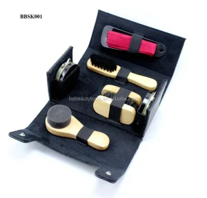 Professional Black Shoe Care Kit Compact Shoe Polishing Set for Men Women Shoe Shine Box Set for Boot and High Heel Shoes