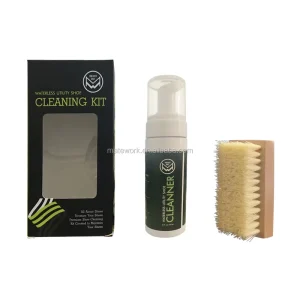 Professional Eco-Friendly All Natural 2-Piece Shoe Care Kit with Spray and Foam Easy to Clean Big Size Shoe Brush 150mL for Men