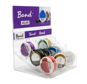 Professional Grade Crystal Clear Acrylic 3 Tier Retail Rack Angled Countertop Stand for Shoe Polish and Tin Display