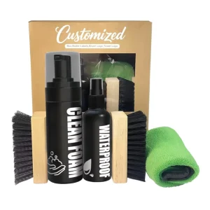 Professional Shoe Cleaning Kit for Sneakers with Customizable Box Foam Cleaner Waterproof Spray Brush and Microfiber Towel