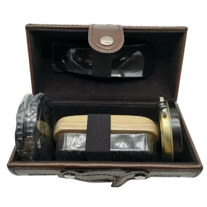 Professional Trendy Shoe Polish Cleaning Brushes Set Kit Shoe Care Kit Pu Leather Case Shoe Shine Kit