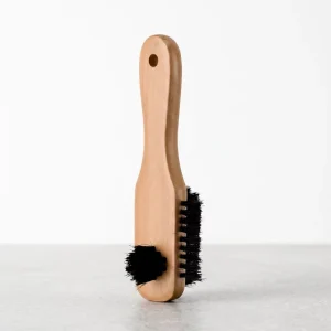 Pure Wood Handle Shoe Shine Brush Three Sided Natural Bristle Multifunctional Leather Shoe Care Cleaning Brush