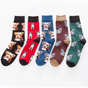 Ready to Ship Cartoon Dog Socks New Trend Spring Summer Sweat absorbent Deodorant Cotton Tube Socks for Men Women