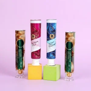 Recyclable Aluminum plastic Cylinder Toothpaste Packaging Tubes 12.7 35mm Screw Cap UV Printed Private Label