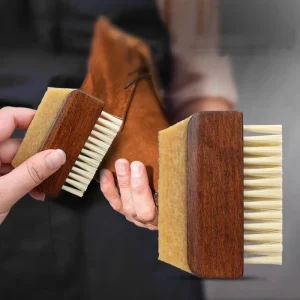 Reusable Sturdy Boot Brush Wooden Handle Portable Shoe Cleaning Brush for Suede Nubuck Leather Care