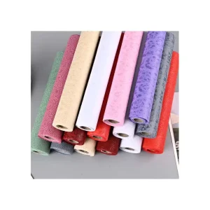Rose Pattern Polypropylene Nonwoven Fabric Embossed Flower Wrapping Lightweight Waterproof Breathable Fusible Anti-Static