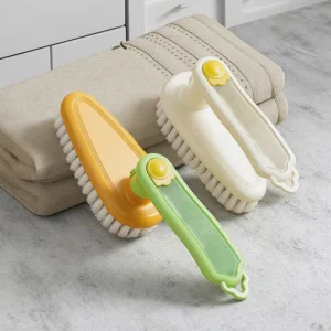 Rotatable Liquid Added Shoe Cleaning Brush Household Multi Functional Laundry Brush Hanging Hole Soft Bristled Plastic Material