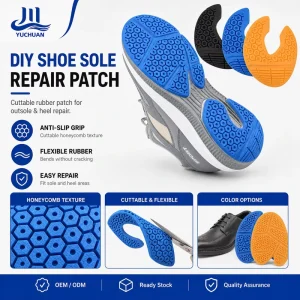 Rubber Shoe Sole Repair Pads Cuttable Honeycomb Anti Slip Self Adhesive Badminton Sneaker Outsole Forefoot Heel Set