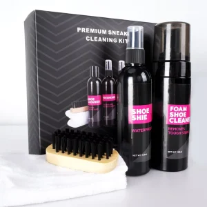 S-king 4-Piece White Liquid Shoe Care Kit Premium Shoe Cleaner and Leather Conditioner Removes Stains from Sneakers and Shoes