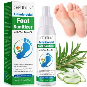 SEFUDUN 120ml Foot Care Refreshes Feet Deodorizes Spray Antimicrobial Foot Sanitizer with Tea Tree Oil for Feet Shoes Socks