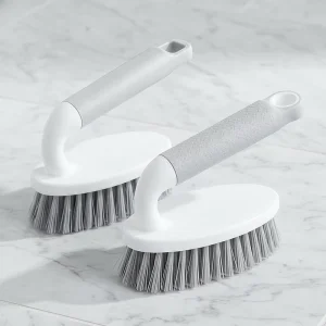 Scrubber Brush with Handle Heavy-Duty PP Bristle for Sink Bathtub Cleaning Non Slip Grip Hanging Storage