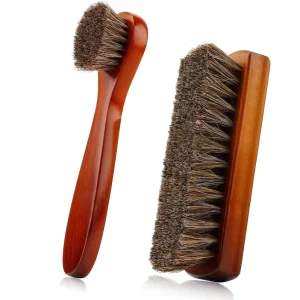 Shoe Brush Shoe Cleaning Brush 2 Pieces Horsehair Shoe Brush Leather Shoes Boot Cleaning Brush Care Clean Dauber Applicators