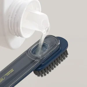 Shoe Brush with Detergent Dispenser Refillable Liquid Soap Brush Handle Heavy Duty for Sneakers Work Boots and Sports Shoes