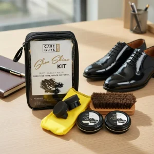 Shoe Care Kit Portable Travel Shoe Shine Polishing and Maintenance Kit with Brushes Polish and Cloth for on the Go Use