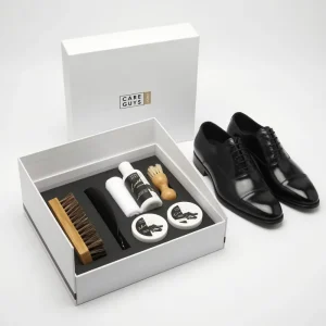 Shoe Care Kit with Leather Lotion Polish Brushes Cloth and Gift Box