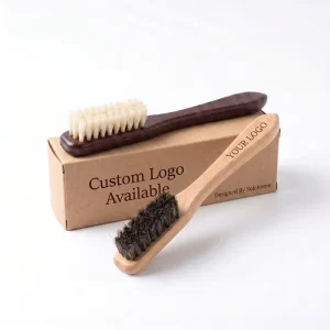 Shoe Cleaning Brush Soft Natural Horsehair Eco Friendly Wood Handle Dust Remover Brush Kit
