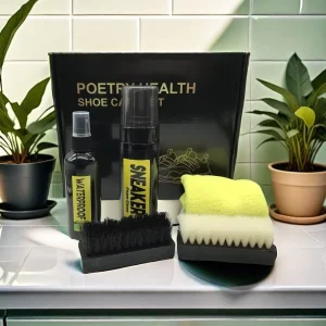 Shoe Cleaning Kit for White Sneakers Includes Whitening Solution Soft Bristle Brush and Protective Coating Shoe Care Set