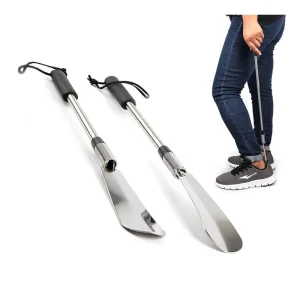 Shoe Horn Long Handle for Seniors, Extendable Metal Shoe Horn, Wear Shoes without Bending, Suit for People of Different Heights