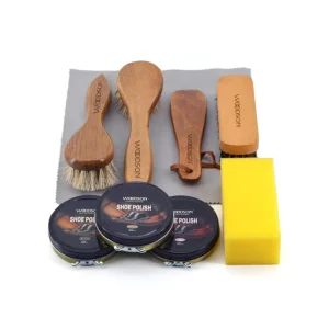 Shoe Polish Care Kit Boot Shine Kit Leather Shoe Shine Kit with Black Brown Neutral Wax Shoe Brushes Polishing