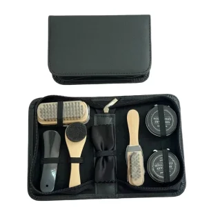 Shoe Polishing Kit Seven Piece Set with Decontamination Leather Shoe Care Tools Brush Stretcher Bag