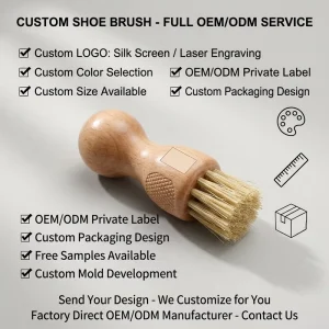 Shoe Shine Brushes Horse Hair Shoe Dauber Polish Applicator Gourd Shape Wooden Handle Shoe Cleaning Care Brush Women Men Boots