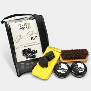 Shoe Shine Kit Leather Shoe Care Set Polish Brushes Buffing Cloth Convenient Portable Plastic Packaging for Home Office Travel