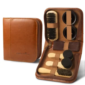 Shoe Shine Kit Shoe Care Set for Men Women Includes Shoe Polish Brush Shining Cloth with Travel Case Perfect Gift Set