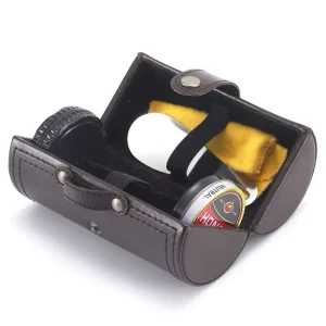 Shoe Shine Kit in Around Leather Box