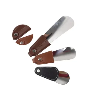 Short Lazy Unisex Wear Shoe Horn Helper Leather Shoehorn Stainless Steel