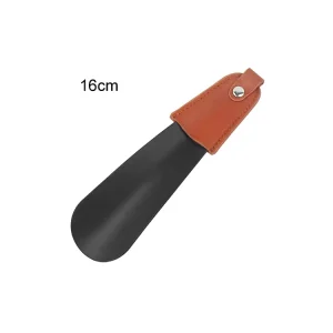 Small Black Stainless Steel Leather Shoe Horn 16cm for Kids