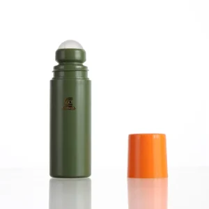 Small Capacity Dark Green Roller Bottle Deodorant Cosmetic Container with Orange Cap