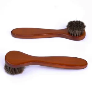 Small Handle Round Head Horsehair Brush Shoe Brushes Soft Horse Hair Leather Shoes Brush Shoe Oil Polishing Rub