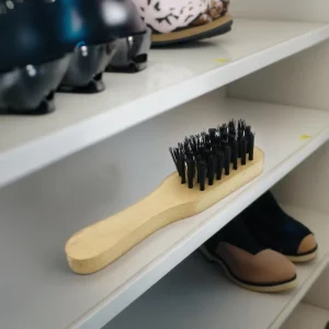 Small Portable PP Hair Suede Shoe Cleaning Brush with Wood Handle Travel Friendly Hairbrush for Shoes
