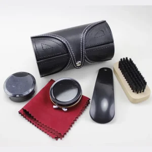 Small Shoe Polish Kit Travel Case Hotel Shoe Care Tools Cloth Wax Horn Gift Set Mini Shoe Cleaning Shine