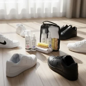 Sneaker Cleaner Shoe Care Kit with Foam Brush & Microfibre Cloth Whitening & Decontamination 460g