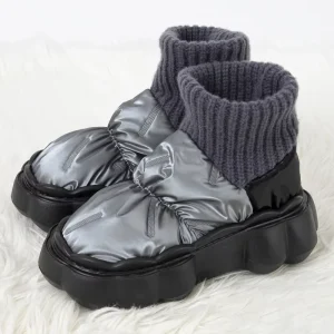 Snow Ankle Boots EVA Anti-slip Sole Outdoor Comfort Fluffy Waterproof Shoes Lined Soft Memory Foam Knit Winter Shoes Women Men