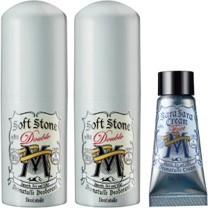 Soft Stone Double Non-Menthol Formula Waterproof Men Deodorant Stick & Balm 20g X2 Pcs. + Bonus Item [Quasi-Drug]