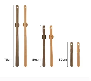 Solid Beech Wood Painted Washable Wall Hanging Magnetic Shoe Horn 55CM Long Handle Reusable Customizable Folk Art