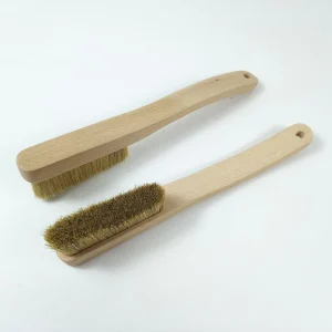 Solid Wood Handle Natural Boar Bristle Hand Brush with Hanging Hole for Shoe Leather Toy Dust Cleaning